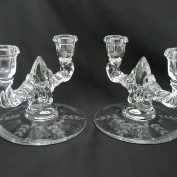 New Martinsville Other - New Martinsville Candleholders Laurel Leaf